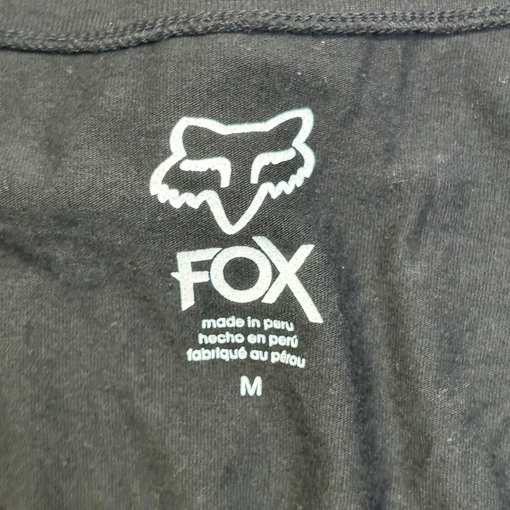 Fox Racing Womens Sz M Black V-Neck Graphic T-Shirt Logo Print y2k - Picture 2 of 7